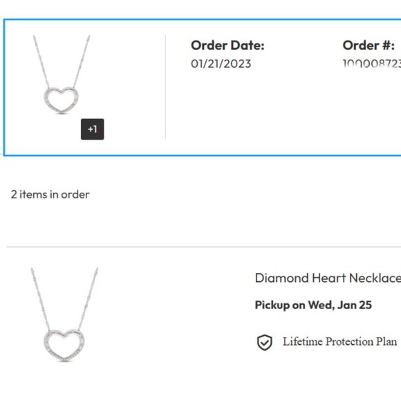 Diamond Heart Necklace 1/10 ct tw Round 10K White Gold 17" by Jared - Picture 7 of 7